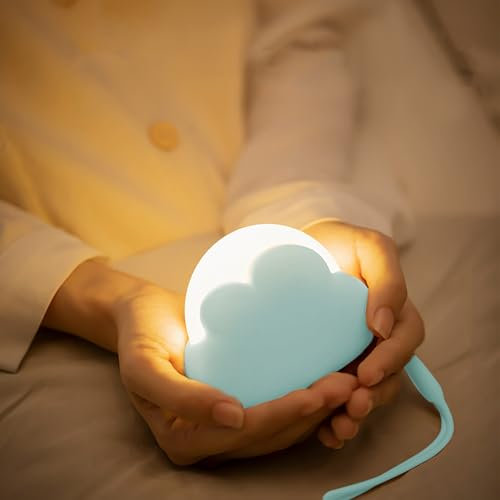 Adiwo LED Nachtlicht, Dimmbar Kinder Nachtlicht Wiederaufladbares Wolkenform Nachtlicht Baby für Schlafzimmer USB Aufladbar Mobile Led Nachtlichtlampe für Kinder als Geschenk zum Einschlafen Blau