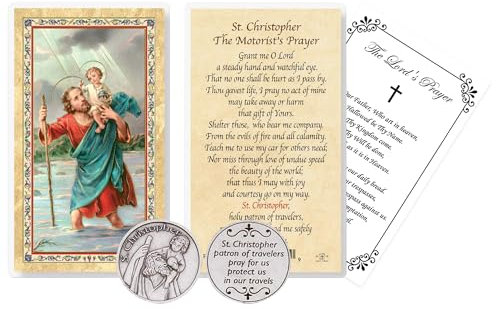 Saint Christopher Autofahrer-Karte – Heiliger Christophorus, Gebetskarte des Herrn – laminierte St. Christophorus-Karte – Heiliger Christophorus-Gebetskarte, Schutzpatron der Reisenden – 3-teiliges