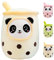 Aiuidun Panda Boba Kuscheltier,Bubble Tea Stofftier Plüschkissen Spielzeug Weiches Umarmungskissen Geschenk für Kinder Mädchen Jungen(Gelb,50cm)