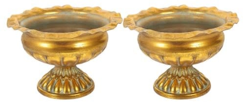 ABOOFAN Gold Metal Urn Vase 2pcs Trumpet Vase Pedestal Planter Roman Column Arrangements Planter Pot Flower Holder Wedding Centerpieces for Tables