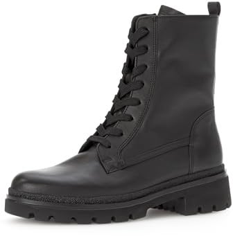 Gabor Damen Combat Boots, Frauen Stiefeletten,Leichte Mehrweite (G),gefüttert,Stiefel,Bootee,Booties,halbstiefel,schwarz (Mel.),42 EU / 8 UK