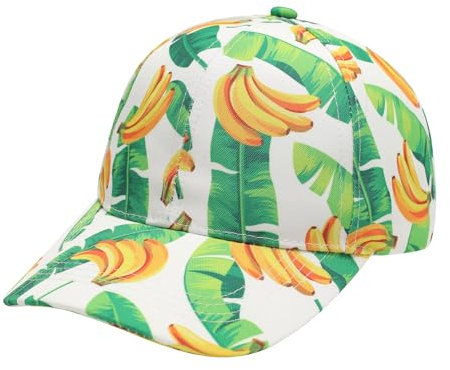 ZLYC Damen Floral Baseball Cap Mode Blumen Atmungsaktiv Basecap(Bananenblatt Weiß),Einheitsgröße