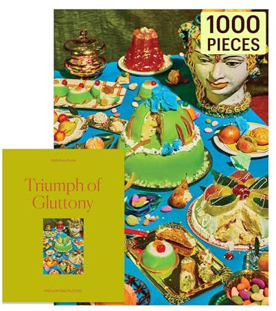 Piecework Triumph of Gluttony 1000 Teile Puzzle für Erwachsene, herausforderndes Essens-Puzzle mit Desserts und Gebäckbildern, Soft-Touch-Teile, Puzzle zum Sammeln und Geschenk, 48,9 x 67,6 cm