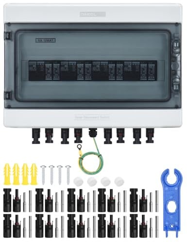 DIHOOL DC überspannungsschutz PV Anlage 4 Strings Solar Anschlusskasten für 4 * 500W Solarmodule Balkonkraftwerk, 40A DC Trennschalter
