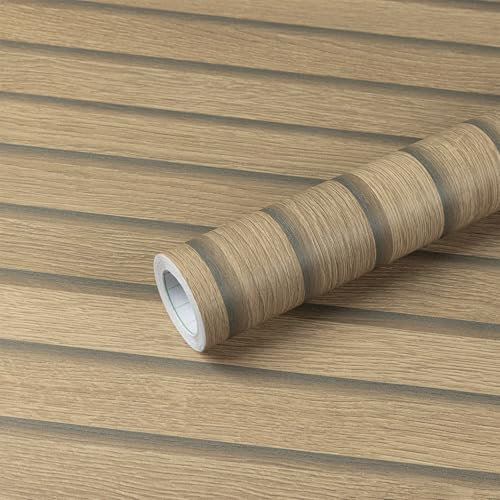 Fantasnight Tapete Holzoptik Braun, Holzpaneele Wand Selbstklebende Akustikpaneele 40cm x 300cm, Klebefolie Möbel Möbelfolie Matt Folie für Möbel, Wasserdicht Tapeten für Wohnzimmer