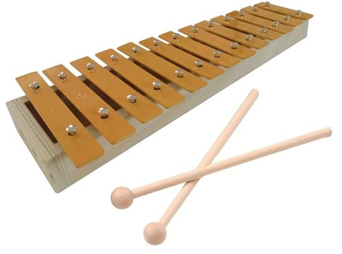 13 Töne Glockenspiel Klassisches Xylophon In Holzfarbe Metalltasten Rutschfeste Unterseite Mit 2 Schlägeln