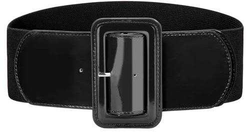 VONMELLI Breiter Elastischer Vintage Damen Gürtel - Dehnbarer Modischer Taillengürtel für Kleid Schwarz,Breite 7,6cm