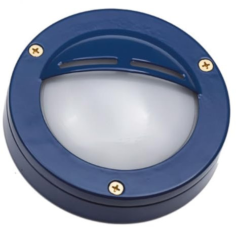 Außenlampe Wand Messing massiv Glas G9 IP64 rund D: 14 cm Blau Maritim Schiffslampe Balkon Terrasse Wandlampe außen Outdoor Lampe