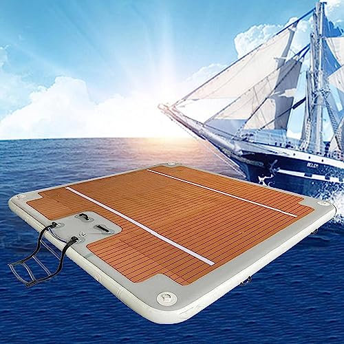 UKLSAMZR Tragbares aufblasbares Wasserbett, aufblasbare Schwimmplattform, schwimmende Terrasse, Eva-verdicktes, gebürstetes Luftkissen, Sportboot, Yachthafen (2 * 2m/6.6 * 6.6ft)