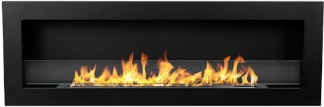 Divina Fire Camino a bioetanolo da Incasso Parete biocamino 120x40 Livorno 120 Nero