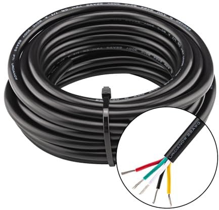 URCIANOW Cavo 5 Poli 0,3mm² Filo Elettrico a 5 Fili 5 Metri 5 Conduttori Cavo UL2464 Filo 5 Poli di Rame Stagnato 22AWG Nero Rivestito in PVC per Elettrodomestici da Cucina