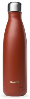 Qwetch - Borraccia Termica 500 ml in Acciaio Inox Terracotta - 24h Freddo, 12h Caldo - Ermetica, Senza BPA & Riutilizzabile - Bottiglia Termica per Sport, Ufficio, Viaggi, Escursioni