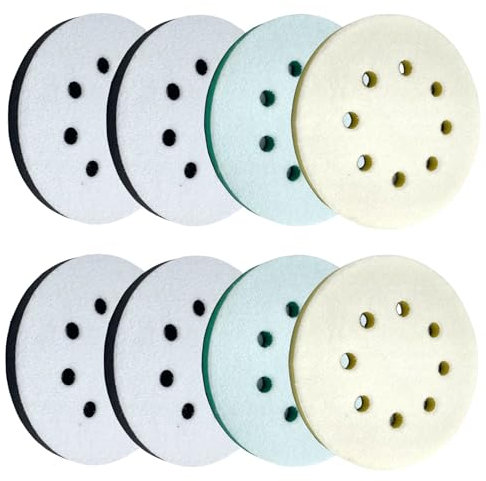 8 almohadillas para lijadora orbital, 5 pulgadas, 8 agujeros, almohadillas de pulido suaves de espuma para lijadora orbital