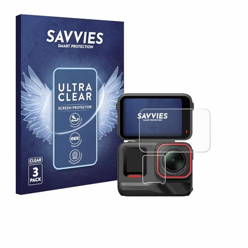 Savvies Schutzfolie für Insta360 Ace Pro 2 | 6 Stück Transparenter Displayschutz Made in Germany Ultra-Klar Displayschutz-Folie