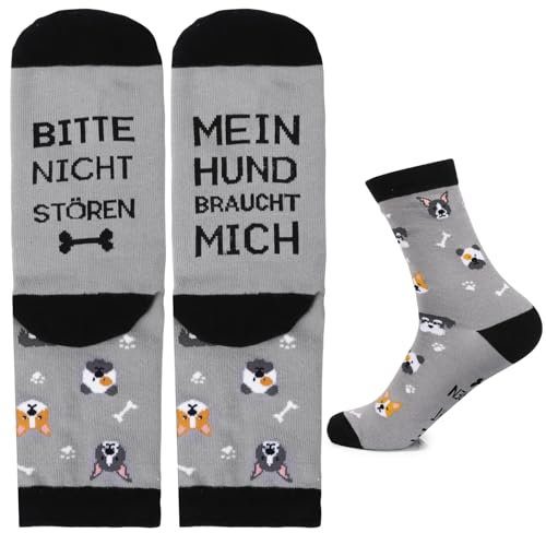 MEJOSER Geschenk für Hundebesitzer, Lustige Socken Hundemotiv 36-42, Geschenk Hundebesitzer Frau für Hundeliebhaber Valentinstag Geburtstag Weihnachten, Bunte Witzige Socken