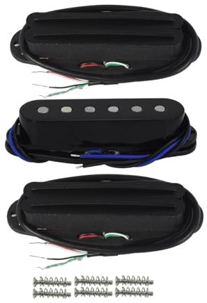 FLEOR Alnico 5 Gitarren-Tonabnehmer mit 2 Hot-Rails, Humbucker-Tonabnehmer und einspuligem Tonabnehmer, Hals, Mitte und Steg, Schwarz, 3 Stück