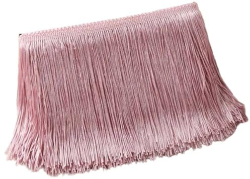 Blausky 10cm x 5m Breite Quaste Fransenborte Tanzfransen Schnittfranse Seidig Fransen Fransenband Dekoband Fransen-Borten Bänder zum Nähen,für Lateinisches Kleid Dessous Vorhänge,Altrosa