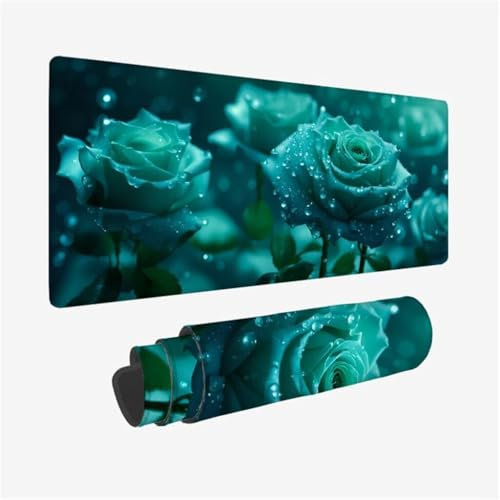 Grand Tapis de Souris Vert Tapis de Souris Gamer Imperméable, sous Main Bureau Rose Tapis Souris XXL 1600x800x3mm, Antidérapant Tapis de Souris Gaming avec Bords Surpiqués, Accessoire Gaming Q1-670