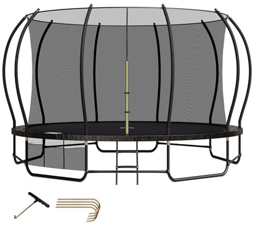 Devoko Trampolin Outdoor Ø228/305/366/427 cm, TÜV Rheinland GS-Zertifikat, Mit verstärkten Beintraversen, Stabil, Robust und Belastbar, Einteilige Konstruktion für Kinder und Erwachsene