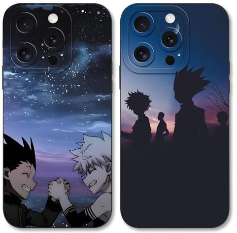 LunarDrift 2 Stück Handyhülle für Apple iPhone 12 Hülle 6.1 Zoll, Anime Hunter×Hunter Gon Freecss Killua Manga Anime Ästhetik mit Motiv Designs Case Schutzhülle Stoßfest TPU Weich Ultra Dünn Cover