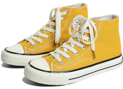 SIUSUMFO Adulto Zapatos De Lona Sneakers Clásico Zapatillas de Caña Alta Mujer de Deportivos Running Zapatos Atléticos Casuales 38.5 EU Amarillo