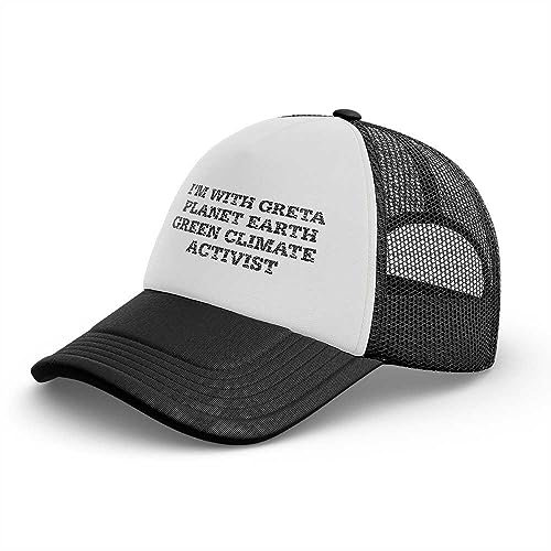 STUDE Lustige Mützen mit der Aufschrift I'm with Greta Planet Earth Green Climate Activist Casquette Gym Zubehör für Frauen, farbig, M
