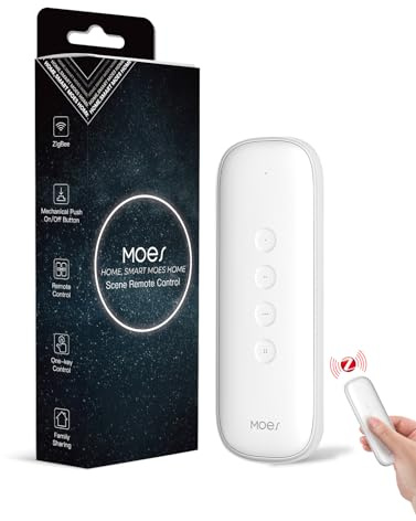 MOES Tuya ZigBee 12 Scene Control Remoto inalámbrico | 4 Botón Transmisor a Través de TUYA/Smart Life/MOES, Escenario de Automatización del Hogar Inteligente, Requiere Tuya ZigBee