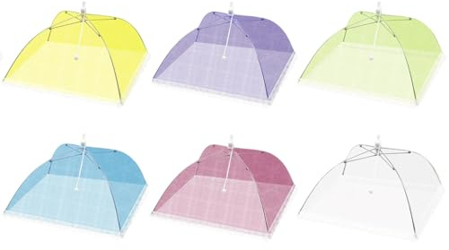 Hitopin Obstabdeckung Fruchtfliegen 32x32cm, Fliegenhaube Faltbare Kuchenabdeckung Mesh, Abdeckhaube Lebensmittel, Abdeckhauben für Lebensmittel, Obst Fliegenschutz für Obst BBQ Picknick (6 Farben)