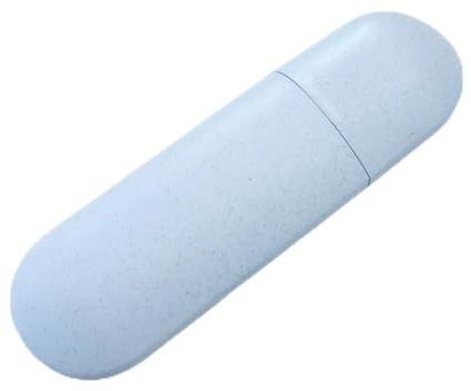 WEKAMOS Portable Toothbrush and Toothpaste Case in Nordic Blue Wheat Straw Material Travel Holder with Protective Cover Multipurpose Mouthwash Cup for Camping and Business Trips