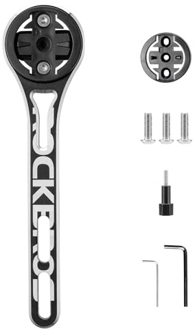 ROCKBROS Aero Fahrradcomputer Halterung mit Schnellverschluss Leicht Kompatibel mit Garmin Bryton Action Kameras und Fahrradlichtern, Aluminiumlegierung Schwarz Großes Logo