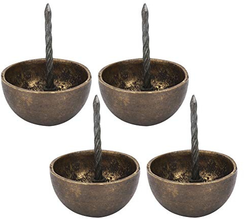 Baxnore Chiodi per Tappezzeria a Testa Tonda in Ottone Antico Decorativo per Mobili per Divano Set di 4 Pezzi Punta Affilata Fissaggio Forte Stile retrò per Porta in Legno Portagio (Bronzo)
