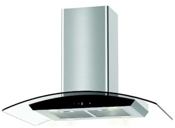 Cookology Essentials AEHISL90SS Island Extractor Hood 90cm - Curved Glass Range Hood - 3 Speeds - 473 m3/hr Air Flow - 4 LED Lights - Energy Rating A - 2 Grease Filters - Stainless Steel