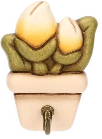 THUN - Portastrofinacci 1 gancio vasetto di fiori Country Bloom - Ceramica,5,3x1,9x7,3 cm
