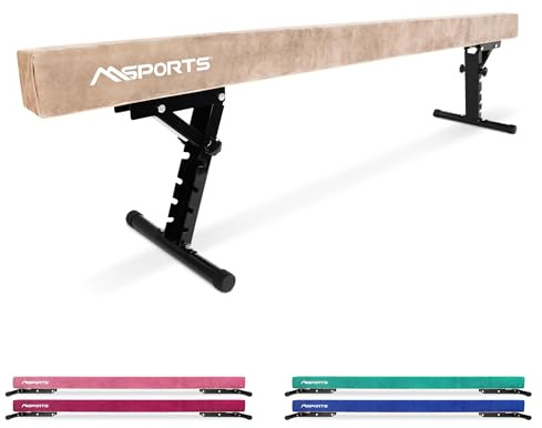 MSPORTS Schwebebalken Premium höhenverstellbar – 245 cm Balance Beam für Kinder & Erwachsene – 5-stufig höhenverstellbar (18–56 cm) – Turnbalken für Zuhause oder Verein – 5 Farben