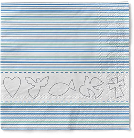 Sovie Home Serviette Kommunion/Konfirmation | Tissue-Servietten 33x33 cm | saugstarke und hochwertige Einweg-Servietten | 20 Stück (Blau)