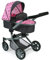 Bayer Chic 2000 - Puppenwagen Mika, 2in1 Kombipuppenwagen für Kinder von 4 bis 8 Jahren, Sternchen grau, rosa, 73 x 41 x 82 cm