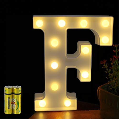 HONPHIER® Buchstaben Lichter Alphabet Lampe LED Brief Beleuchtung Buchstabe Licht Beleuchtete Buchstaben Nachtlichter Dekoration für Geburtstag Party Hochzeit Kinderzimmer (F)