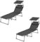 SONGMICS Sonnenliege, 2er Set, klappbarer Liegestuhl, 193 x 53 x 29 cm, bis 150 kg belastbar, Sonnenschutz, Kopfstütze, verstellbare Rückenlehne, für Garten, Pool, Terrasse, dunkelgrau GCB19UV1-2