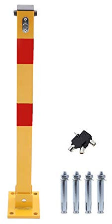 KATSU Barriera Parcheggio Auto Dissuasore Posta Pieghevole Palo di Barriera di Blocco del Parcheggio per Auto, Giallo e Rosso, Chiusura superiore, 70cm Altezza
