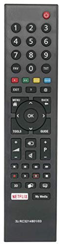 VINABTY RC3214801 / 03 Fernbedienung RC3214801 03 für Grundig TV durch Netflix ersetzt TS1187R-5 49GFB6626 TS1187 313923827833 XPS187
