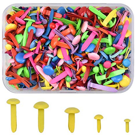 NATUCE 400 Stück Bunt Mini Brads Metall Rundkopfklammern Musterklammern Papierverschlüsse zum Kartenherstellung Scrapbooking DIY Handmade Crafts, Musterbeutelklammern Rundkopf für Handwerk
