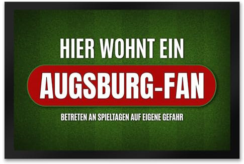trendaffe - Hier wohnt EIN Augsburg-Fan Fußmatte XXL mit Rasen Motiv
