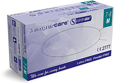 SEMPERCARE SKIN 2 Einweghandschuhe, Nitrilhandschuhe | Größe M | Lila | 100 Stück