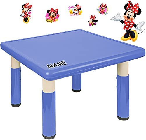 alles-meine.de GmbH Kindertisch/Tisch - höhenverstellbar - Größen & Motiv & Farbwahl - Minnie Mouse/blau - inkl. Name - 1 bis 8 Jahre - Plastik - für INNEN & AUßEN - Kindermö..