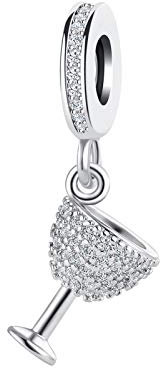 SBI Jewelry Colgante de copa de vino espumoso para pulseras de celebración, aniversario, cumpleaños, regalo para mujeres y niñas