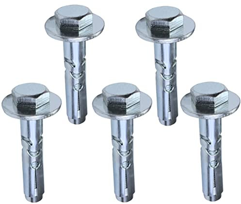 AERZETIX - C53994 – 5x Goujon d’ancrage chevilles à douille pour béton avec boulon à tête hexagonal et rondelle - Ø12mmx70mm M10 - en acier zingué