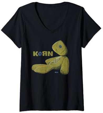 Damen Korn Issues Doll T-Shirt mit V-Ausschnitt