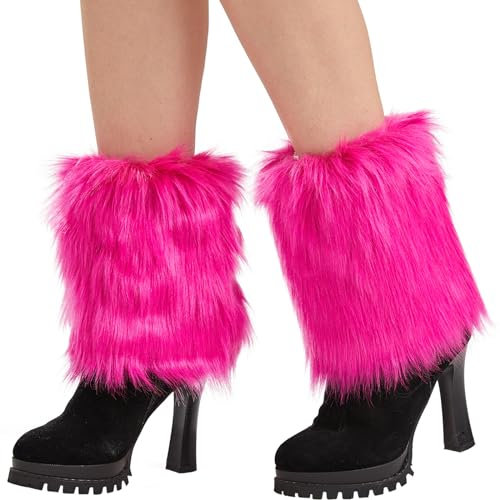 Nanxson Damen Mädchen Stulpen Furry Fuzzy Beistulpe Beinwärmer Kurz Beinlinge Strumpf (Rose)