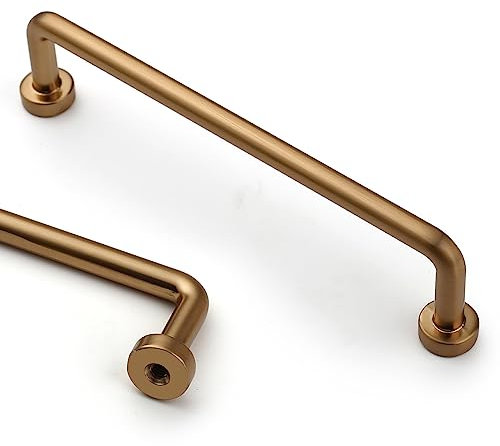 9BUILD 10 Pack Bronze Cabinet Pulls - Zinc Alloy Handles for Kitchen & Wardrobe - Champagne Finish - 128mm