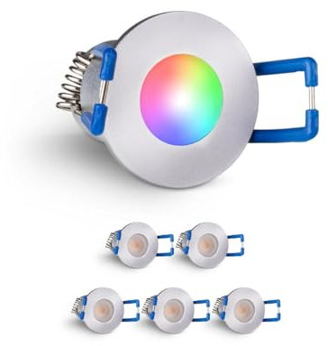 LongLife LED 6er Set Einbaustrahler Mini 3W RGBW silber IP65 Dimmbare Strahler für Terrassenüberdachung, Carports, Dachüberständen
